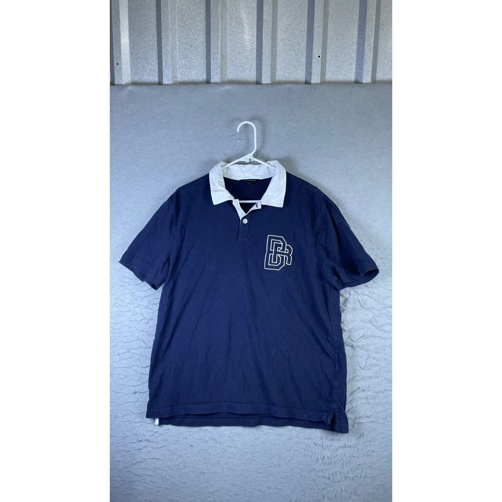 Banana Republic Rugby Polo Shirt Mens L Blue Excellent Short Sleeve Logo 14047